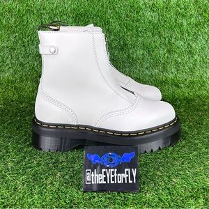 NEW Dr. Martens Jetta Smooth White Leather Zip Platform Boots